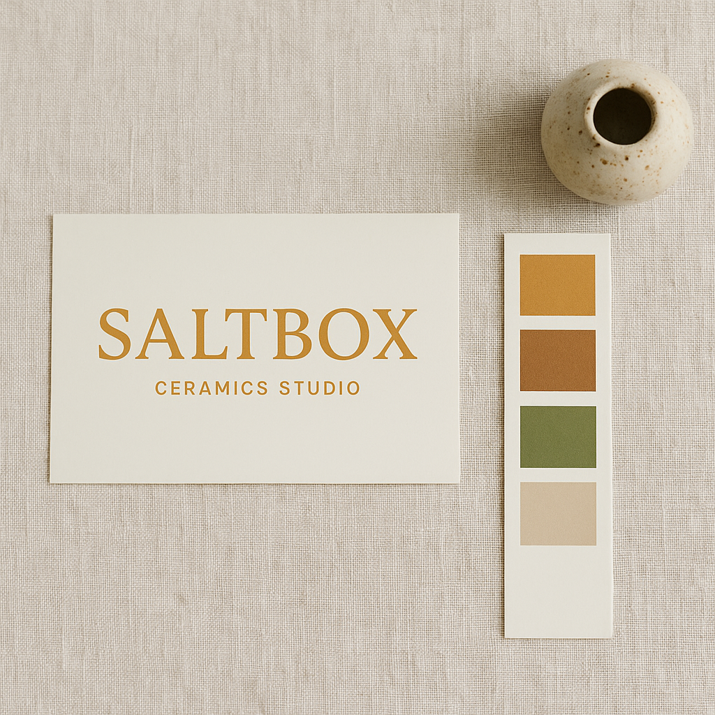 Saltbox Studio brand and website on a neutral background